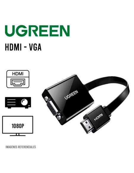 ADAPTADOR UGREEN HDMI A VGA C/ENTRADA DE AUDIO 3.5MM 1920*1080 60HZ ( 40248 )