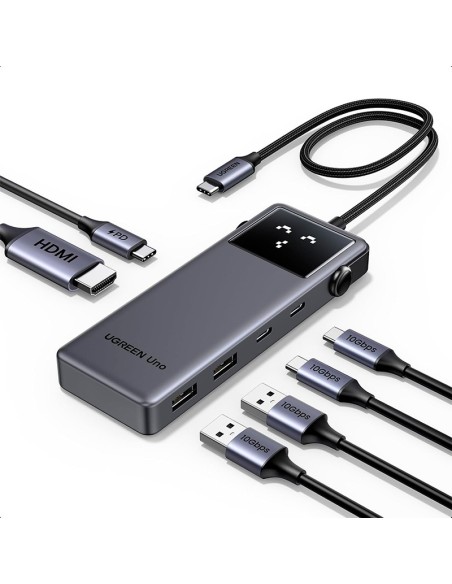 HUB USB-C UGREEN CM888 6 EN 1 (35998) 1 HDMI- 3 USB-C- 2 USB-A| PANTALLA DIGITAL