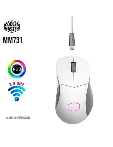 MOUSE GAMING COOLER MASTER MM731 WHITE MATTE ( MM-731-WWOH1 ) WIRELESS - BT | 19K DPI | LED-RGB