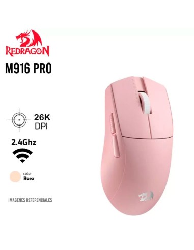 MOUSE GAMER REDRAGON KING PRO ( M916-PRO ) 4K HZ | WIRELESS | 26K DPI | PINK