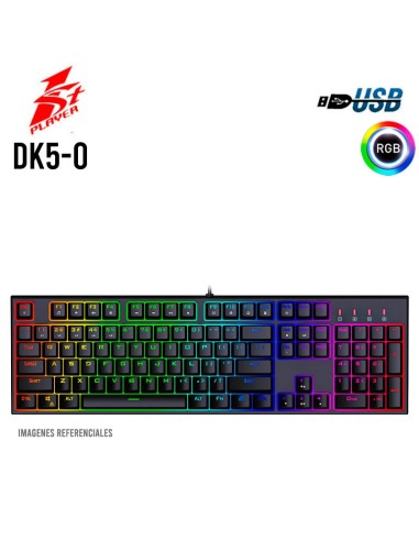 TECLADO GAMING 1ST PLAYER DK5-0 (1S-KB1ST-DK5-0) BLACK | RGB | SEMI-MECANICO