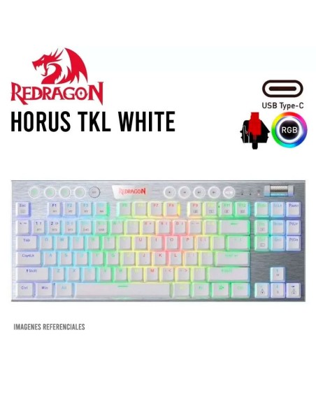 TECLADO GAMER REDRAGON HORUS TKL ( K622W-RGB SP-RED ) LED RGB | USB TYPE-C | SWITCH RED | WHITE