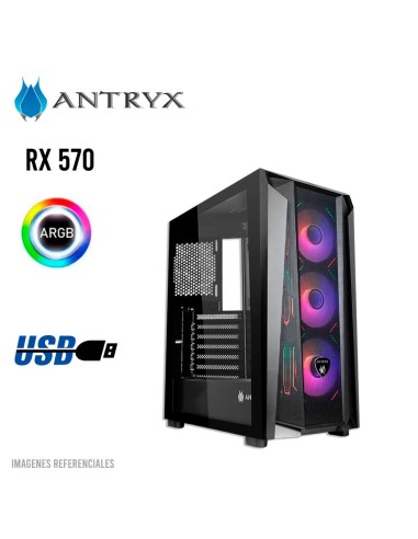 CASE ANTRYX RX 570 ( AC-RX570K ) S/FUENTE | VIDRIO TEMPLADO | LED-ARGB