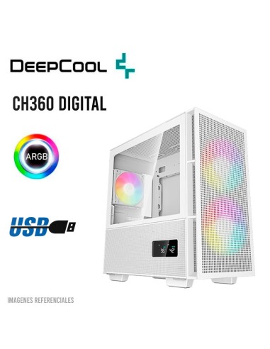 CASE DEEPCOOL CH360 DIGITAL WHITE (R-CH360-WHAPE3D-G-1) SIN FUENTE| VIDRIO TEMPLADO