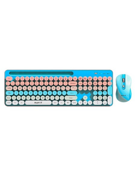 KIT HAVIT ( KB832GCM-SP ) CELESTE | WIRELESS| MEMBRANA | TECLADO + MOUSE
