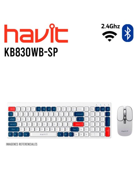 KIT HAVIT (KB830WB-SP) WHITE|WIRELESS+BT| TECLADO + MOUSE