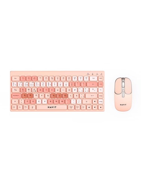 KIT GAMER HAVIT (KB831WB-SP) ROSA|WIRELESS+BT| TECLADO + MOUSE