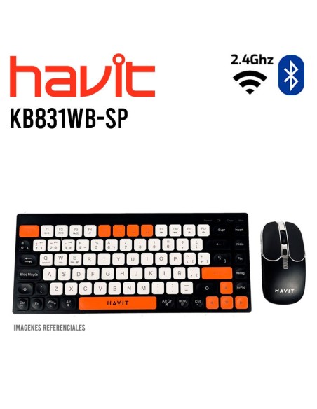 KIT GAMER HAVIT (KB831WB-SP) NEGRO|WIRELESS+BT| TECLADO + MOUSE