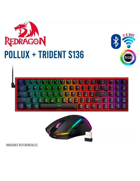 KIT REDRAGON TECLADO Y MOUSE 2 EN 1 ( POLLUX + TRIDENT S136 )