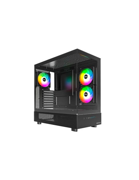 CASE MONTECH XR BLACK ( XR ) S/ FUENTE | VIDRIO TEMPLADO | 3 LED-ARGB