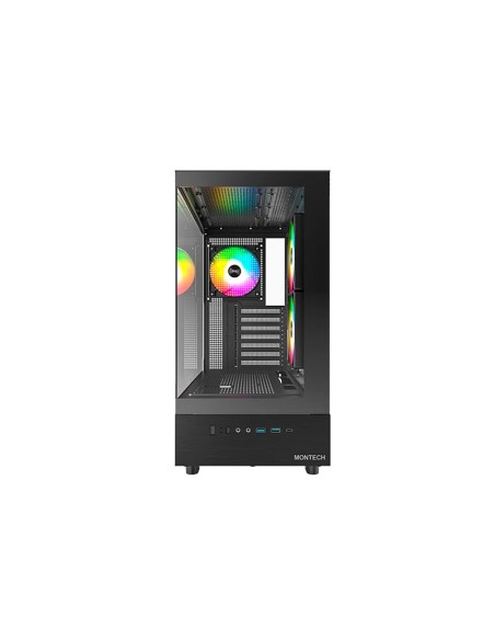 CASE MONTECH XR BLACK ( XR ) S/ FUENTE | VIDRIO TEMPLADO | 3 LED-ARGB