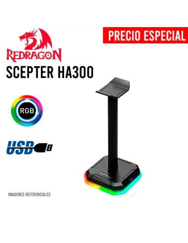 SOPORTE PARA AUDIFONO GAMER REDRAGON SCEPTER PRO ( HA300 ) LED- RGB