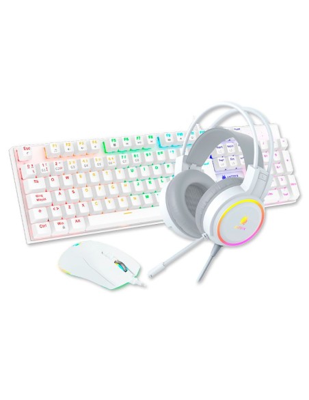KIT GAMER ANTRYX GC-3100 X3 WHITE ( AGC-3100X3WRE-SP ) TECLADO + MOUSE + AUDIFONO | SWITCH RED
