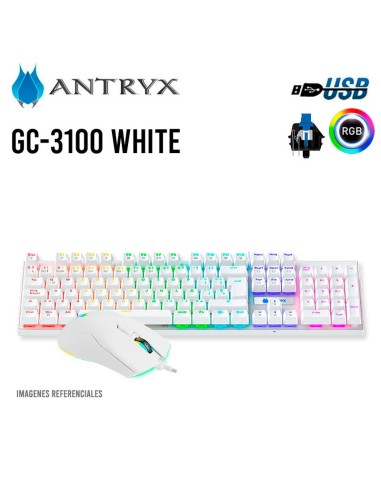 KIT TECLADO Y MOUSE ANTRYX GC-3100 WHITE SWITCH BLUE (AGC-3100WBL-SP)
