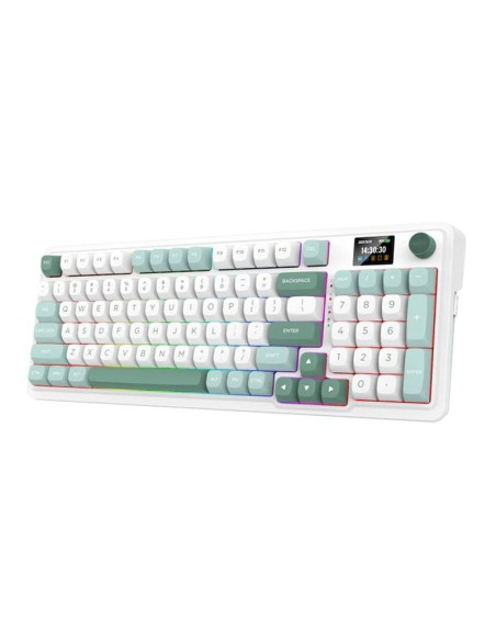 TECLADO GAMER REDRAGON GALATIN PRO ( K719WG-RGB-PRO ) WIRELESS - BT - USB-C | SWITCH MINT MAMBO | WHITE/GREEN | LED-RGB