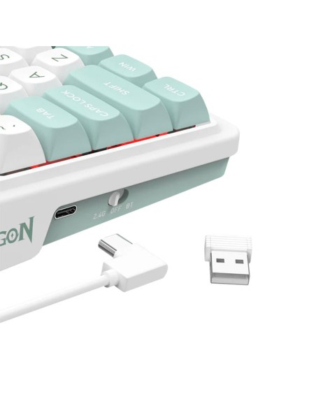 TECLADO GAMER REDRAGON GALATIN PRO ( K719WG-RGB-PRO ) WIRELESS - BT - USB-C | SWITCH MINT MAMBO | WHITE/GREEN | LED-RGB
