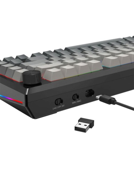 TECLADO GAMER REDRAGON PENUMBRA PRO (K687GG-RGB-PRO) WIRELES- BT- USB-C| SWITCH LION L|ALUMINIO/BLACK| LED RGB