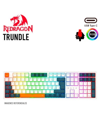 TECLADO GAMER REDRAGON TRUNDLE ( K668WBO-RGB ) SPAIN| LED-RGB | USB - C | SWITCH RED