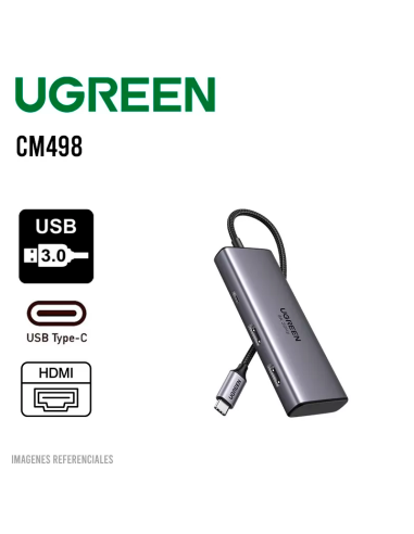 HUB UGREEN CM498 6 EN 1 ( 15852 ) 2 HDMI - 2 USB-C - 2 USB 3.0