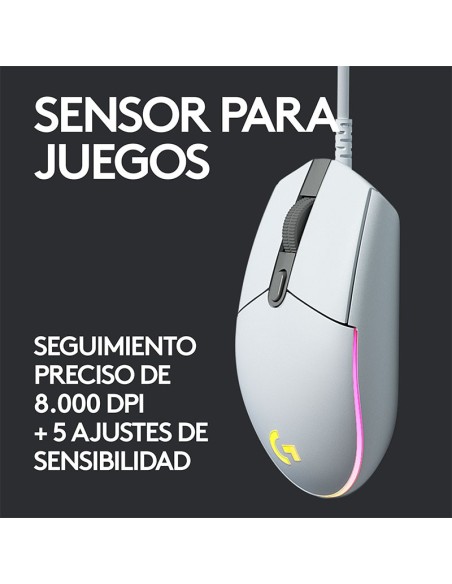MOUSE GAMER LOGITECH G203 WHITE LIGHTSYNC ( 910-005791 ) 8000 DPI | LED-RGB