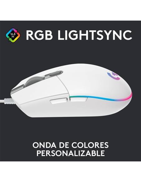 MOUSE GAMER LOGITECH G203 WHITE LIGHTSYNC ( 910-005791 ) 8000 DPI | LED-RGB
