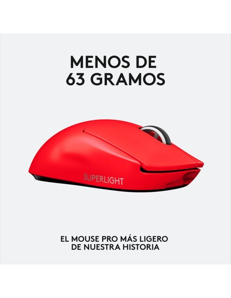 MOUSE GAMER LOGITECH G PRO X SUPERLIGHT RED LIGHTSPEED ( 910-006783 ) WIRELESS | HERO 25K DPI