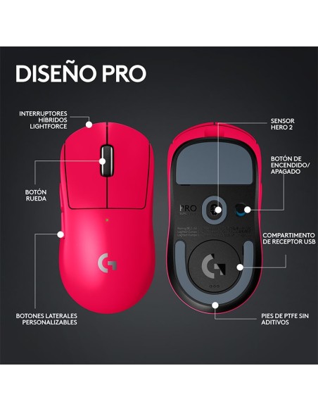 MOUSE GAMER LOGITECH G PRO X SUPERLIGHT 2 MAGENTA ( 910-006795 ) WIRELESS  | LIGHTSPEED | HERO 2