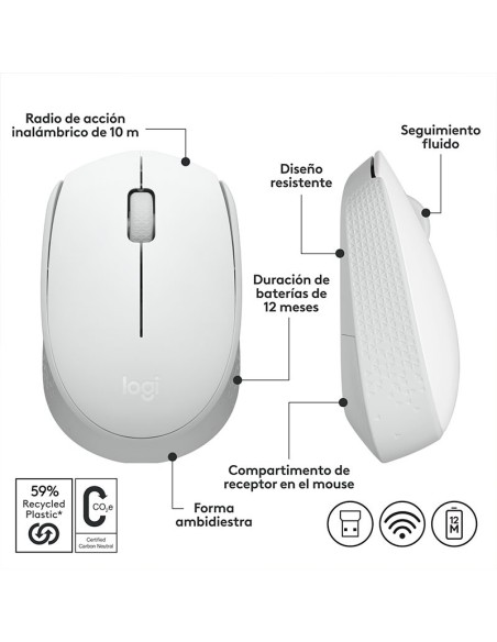 MOUSE LOGITECH M170 ( 910-006864 ) WIRELESS | WHITE
