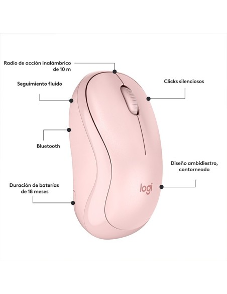 MOUSE LOGITECH M240 SILENT ROSE ( 910-007117 ) WIRELESS/BLUETOOTH