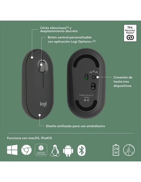 MOUSE LOGITECH PEBBLE 2 M350S ( 910-007049 ) BLUETOOTH | GRAPHITE