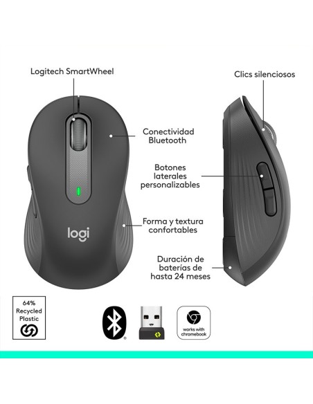 MOUSE LOGITECH SIGNATURE M650 SILET WIRELESS BLUETOOTH BLACK (910-006250)