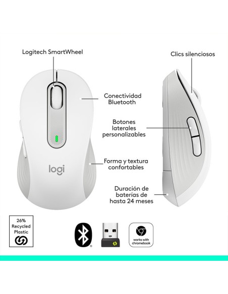 MOUSE LOGITECH SIGNATURE M650 L SILET WHITE ( 910-006233 ) WIRELESS | BLUETOOTH
