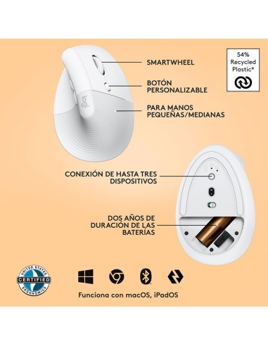 MOUSE LOGITECH LIFT VERTICAL WIRELESS BLUETOOH...