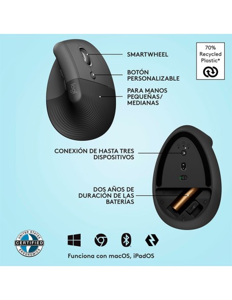 MOUSE LOGITECH LIFT VERTICAL ( 910-006466 ) INALAMBRICO | BT