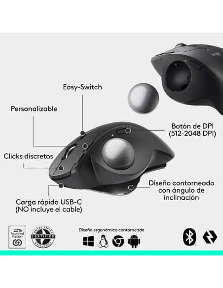 MOUSE LOGITECH MX ERGO S (910-007261) BLUETOOTH| TRACKBALL| BLACK