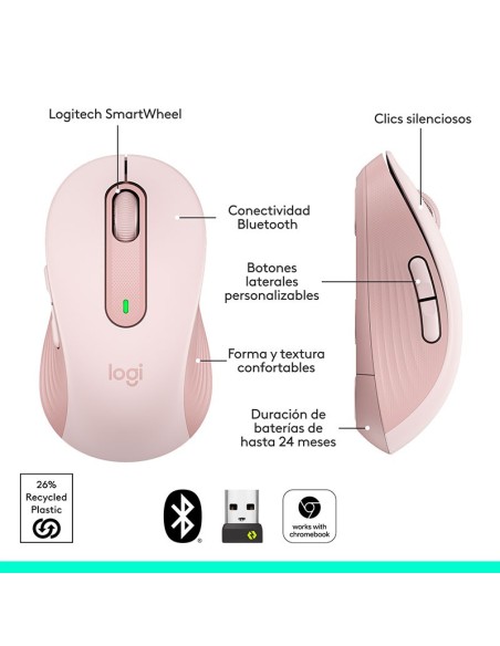 MOUSE LOGITECH SIGNATURE M650 SILET WIRELESS ( 910-006251 ) | BLUETOOTH | ROSADO