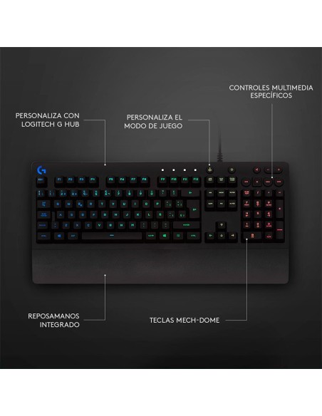TECLADO GAMER LOGITECH G213 PRODIGY (920-008084) LED-RGB