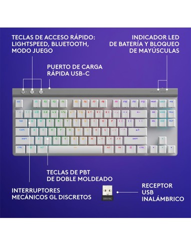 TECLADO LOGITECH G515 WHITE LIGHTSPEED TKL (...