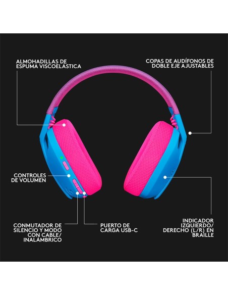 AUDIFONO GAMER LOGITECH G435 LIGHTSPEED ( 981-001061 ) WIRELESS - BT | BLUE/LILA