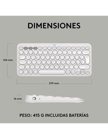 TECLADO LOGITECH PEBBLE KEYS 2 K380S WHITE ( 920-011784 ) WIRELESS| BLUETOOTH