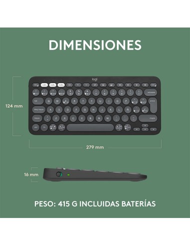 TECLADO LOGITECH PEBBLE KEYS 2 K380S GRAPHITE (...