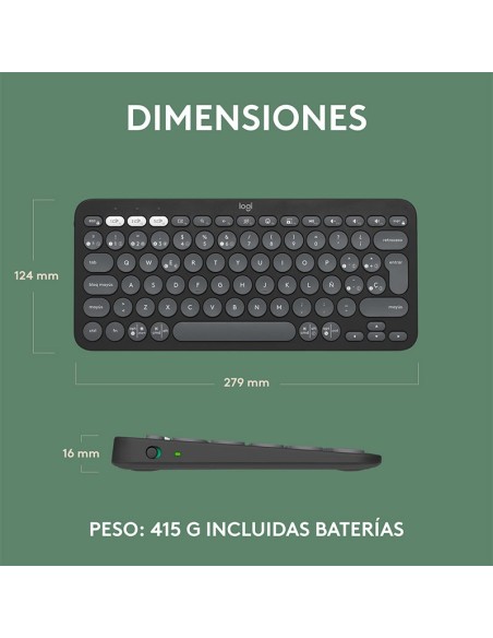 TECLADO LOGITECH PEBBLE KEYS 2 K380S GRAPHITE ( 920-011783 ) WIRELESS| BLUETOOTH