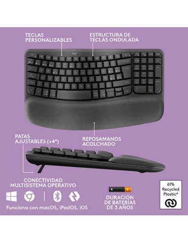 TECLADO LOGITECH ERGO WAVE KEYS ( 920-012278 )...