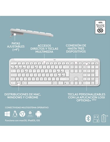 TECLADO LOGITECH SIGNATURE SLIM K950 BLANCO (...