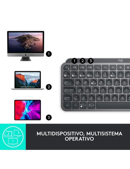 TECLADO LOGITECH MX KEYS MINI MULTI DEVICE GRAPHITE SP (920-010476) BLUETOOTH