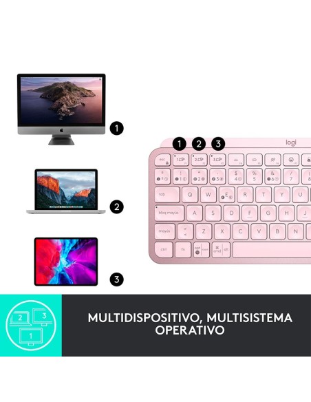 TECLADO LOGITECH MX KEYS MINI MULTI-DEVICE BT ROSE 920-010478