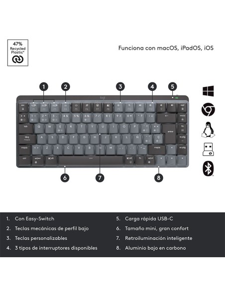 TECLADO LOGITECH MX MECHANICAL MINI (920-010846) WIRELESS