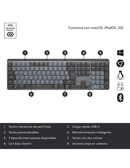 TECLADO LOGITECH MX MECHANICAL (920-010845) WIRELEES