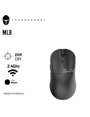 MOUSE GAMER THUNDEROBOT ( ML8 NEGRO ) WIRELESS  CON PANTALLA | SENSOR PAW3395 PRO | 26K DPI