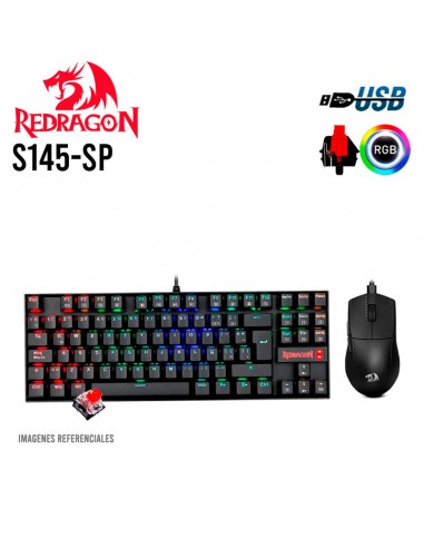 KIT GAMER REDRAGON ESSENTIALS TECLADO+ MOUSE ( KUMARA- M724 ) BLACK | ( S145-SP )